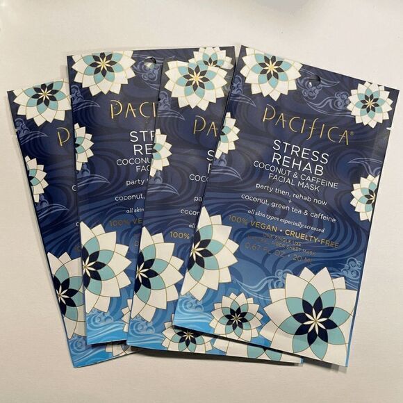 Pacifica Stress Rehab Coconut and Caffeine Face Masks Lot of 4 - Picture 1 of 1